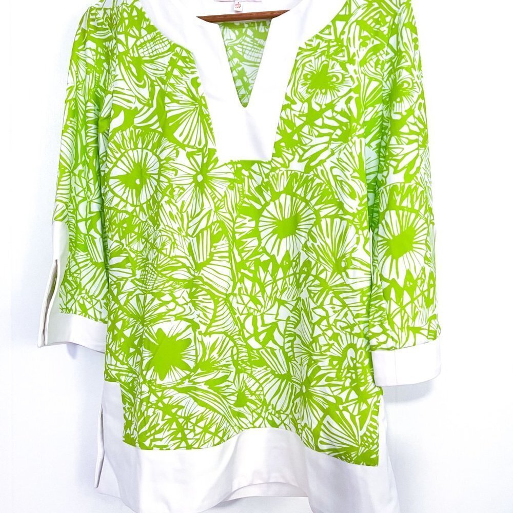 Jude Connally Green Printed Tunic Top Size Small - Picture 3 of 10